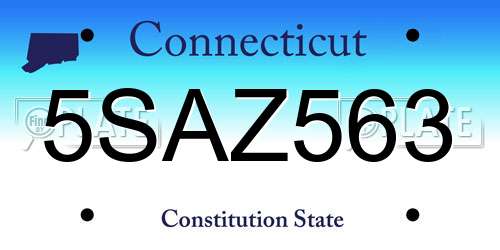 5SAZ563 Connecticut License Plate