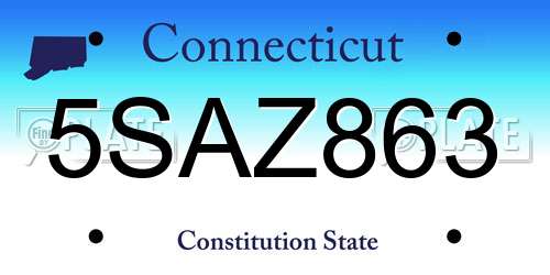 5SAZ863 Connecticut License Plate