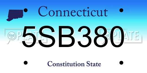 5SB380 Connecticut License Plate