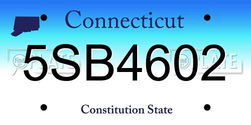5SB4602 Connecticut License Plate