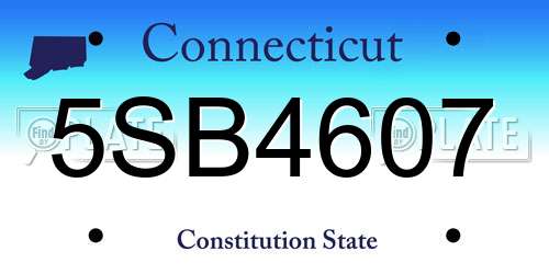 5SB4607 Connecticut License Plate