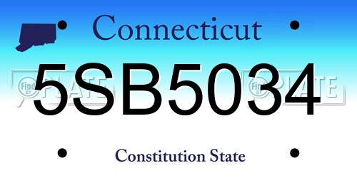 5SB5034 Connecticut License Plate