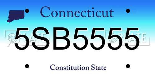 5SB5555 Connecticut License Plate