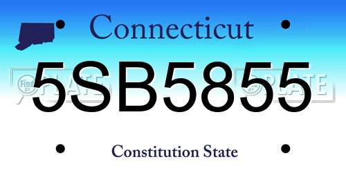 5SB5855 Connecticut License Plate