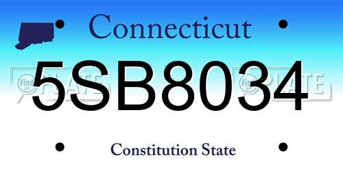5SB8034 Connecticut License Plate
