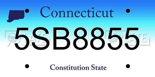 5SB8855 Connecticut License Plate