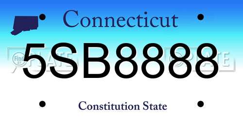 5SB8888 Connecticut License Plate