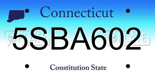 5SBA602 Connecticut License Plate