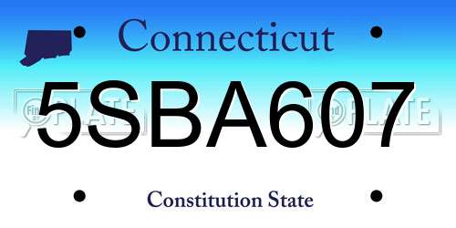5SBA607 Connecticut License Plate
