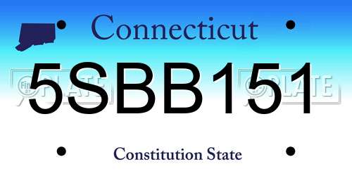 5SBB151 Connecticut License Plate