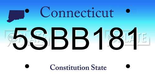 5SBB181 Connecticut License Plate