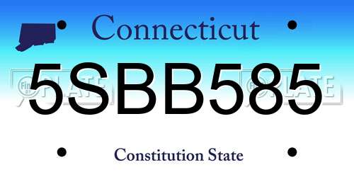 5SBB585 Connecticut License Plate