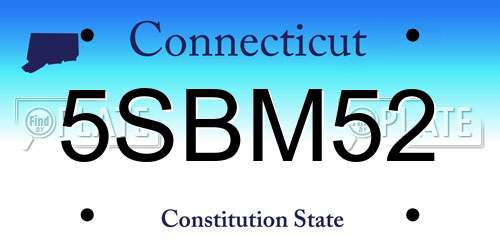 5SBM52 Connecticut License Plate