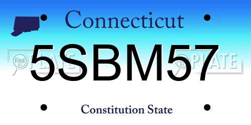 5SBM57 Connecticut License Plate