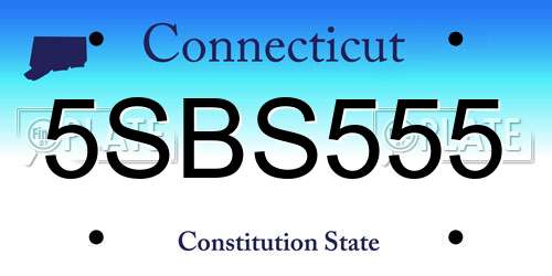 5SBS555 Connecticut License Plate