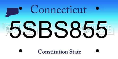 5SBS855 Connecticut License Plate