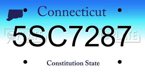 5SC7287 Connecticut License Plate