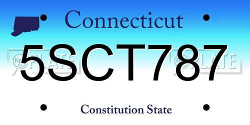 5SCT787 Connecticut License Plate