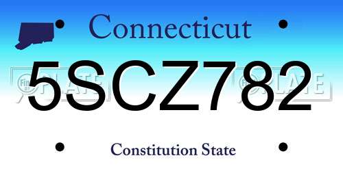 5SCZ782 Connecticut License Plate