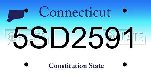 5SD2591 Connecticut License Plate