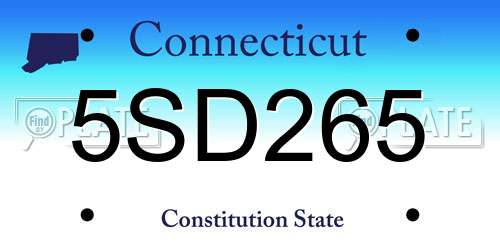 5SD265 Connecticut License Plate