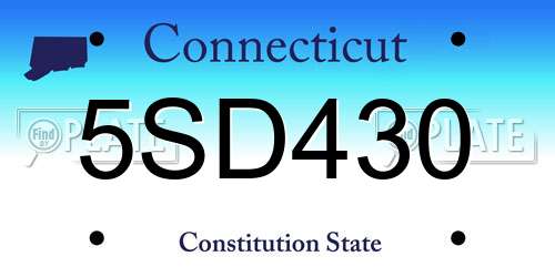5SD430 Connecticut License Plate