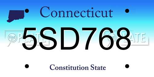 5SD768 Connecticut License Plate