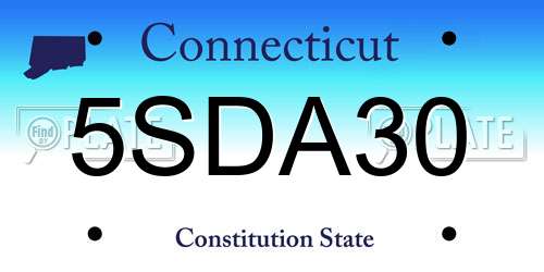 5SDA30 Connecticut License Plate