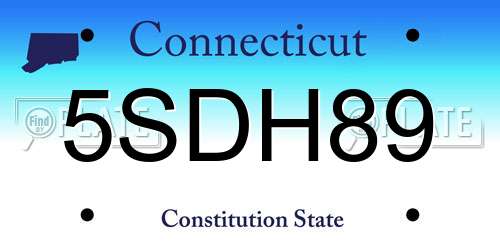 5SDH89 Connecticut License Plate