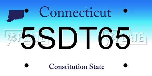 5SDT65 Connecticut License Plate