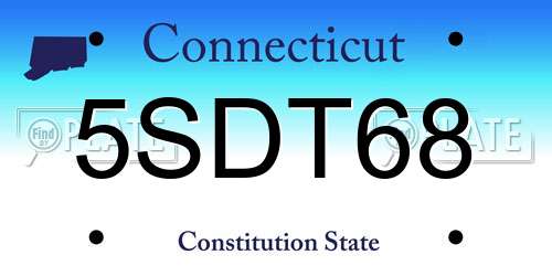 5SDT68 Connecticut License Plate