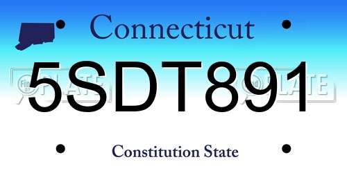 5SDT891 Connecticut License Plate