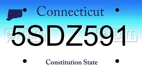 5SDZ591 Connecticut License Plate