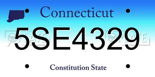 5SE4329 Connecticut License Plate