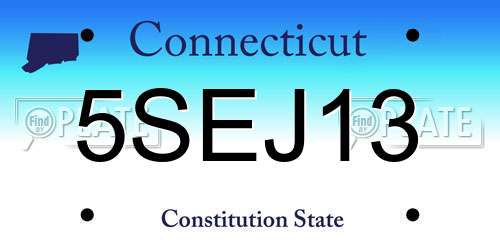5SEJ13 Connecticut License Plate