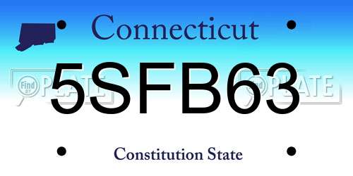 5SFB63 Connecticut License Plate