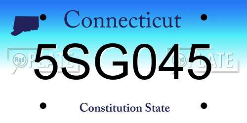 5SG045 Connecticut License Plate