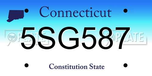 5SG587 Connecticut License Plate