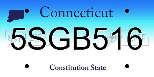 5SGB516 Connecticut License Plate