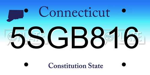 5SGB816 Connecticut License Plate