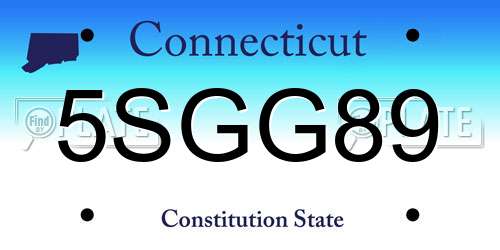 5SGG89 Connecticut License Plate