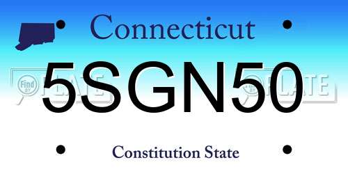 5SGN50 Connecticut License Plate