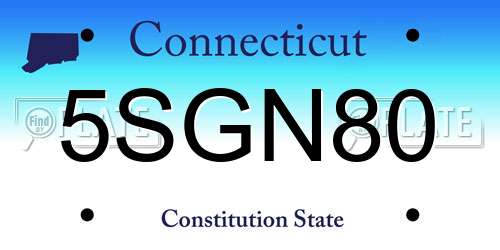 5SGN80 Connecticut License Plate