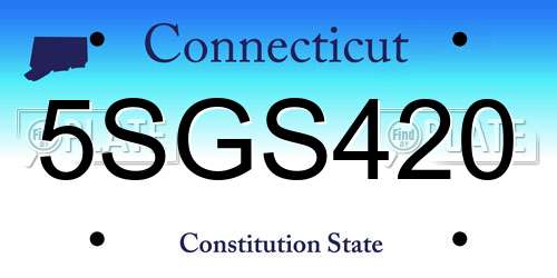 5SGS420 Connecticut License Plate