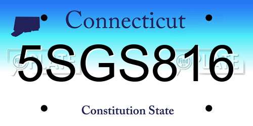 5SGS816 Connecticut License Plate