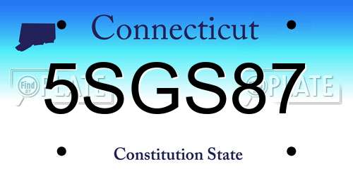 5SGS87 Connecticut License Plate
