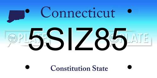 5SIZ85 Connecticut License Plate