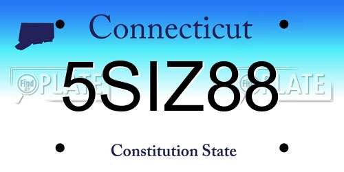 5SIZ88 Connecticut License Plate
