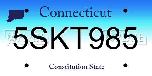 5SKT985 Connecticut License Plate