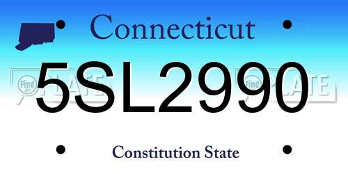 5SL2990 Connecticut License Plate